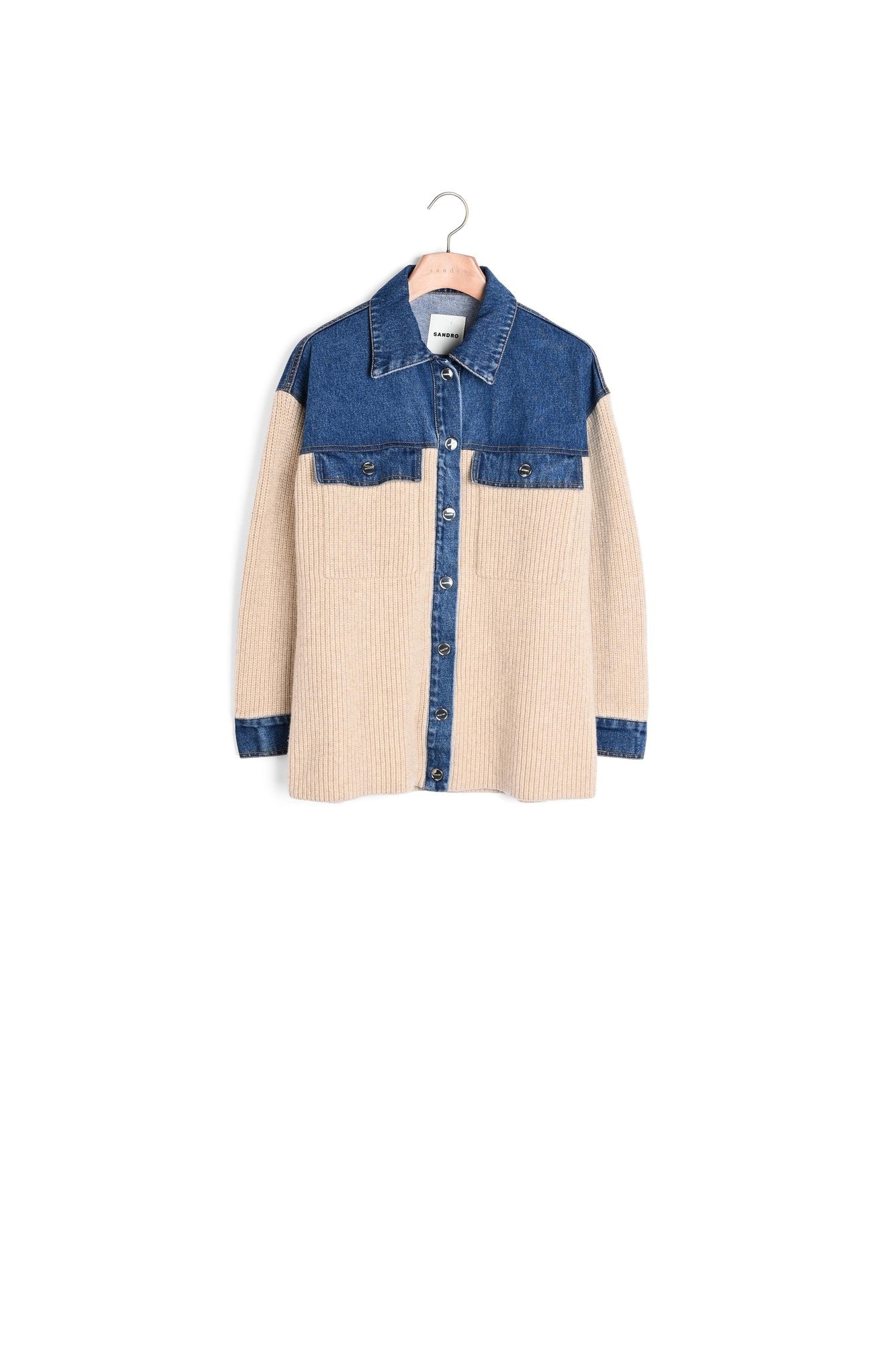 Cardicoat Maille et denim Sandro seconde main