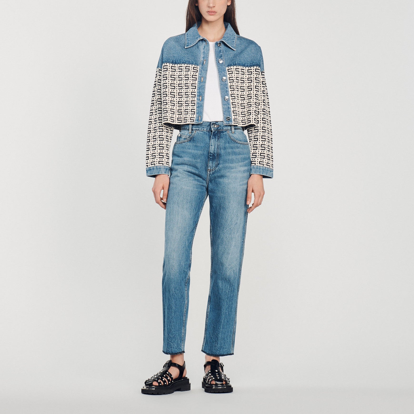 Cardicoat court en denim Sandro seconde main