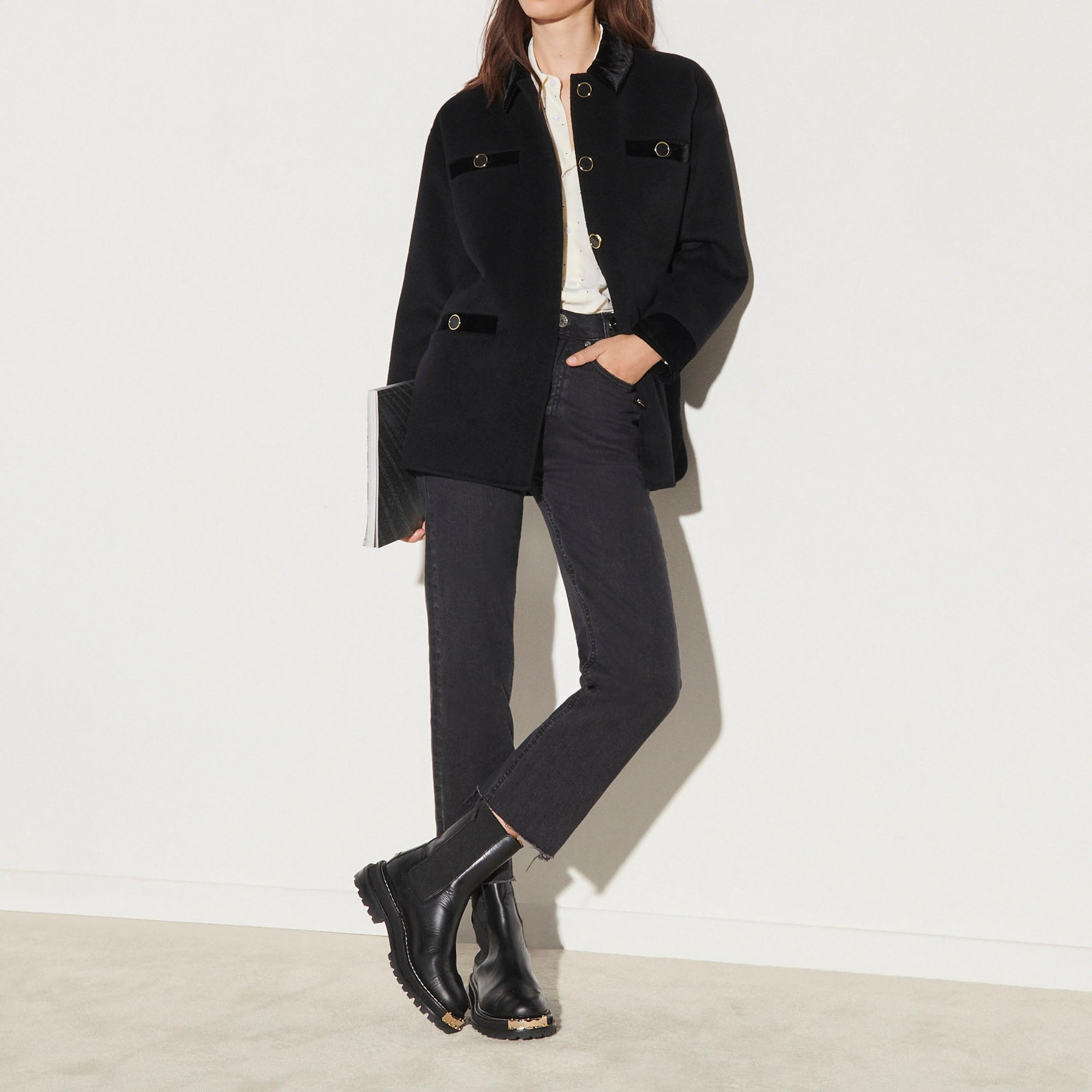 Veste en laine à carreaux Sandro seconde main