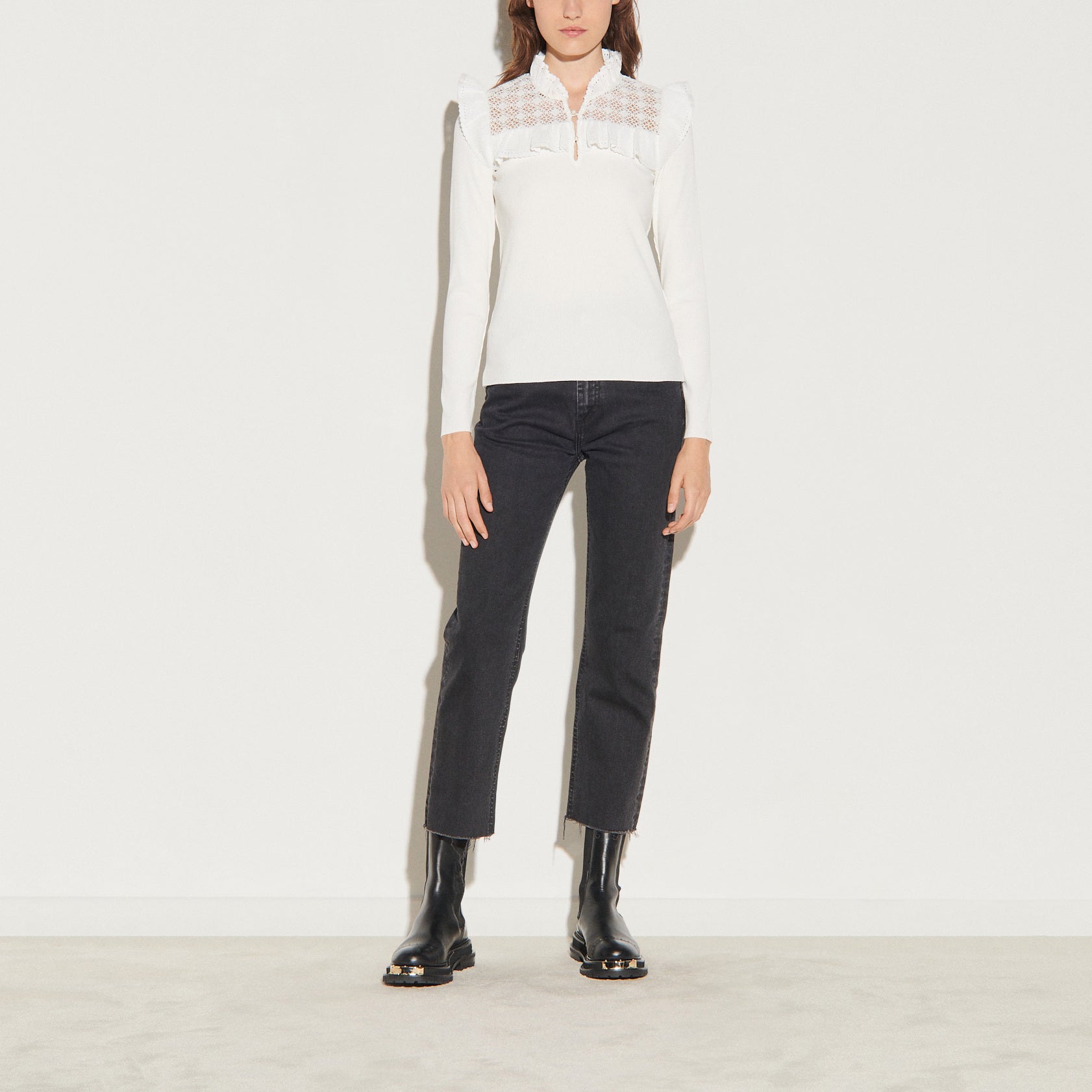 T-shirt à manches longues mix matières Sandro seconde main