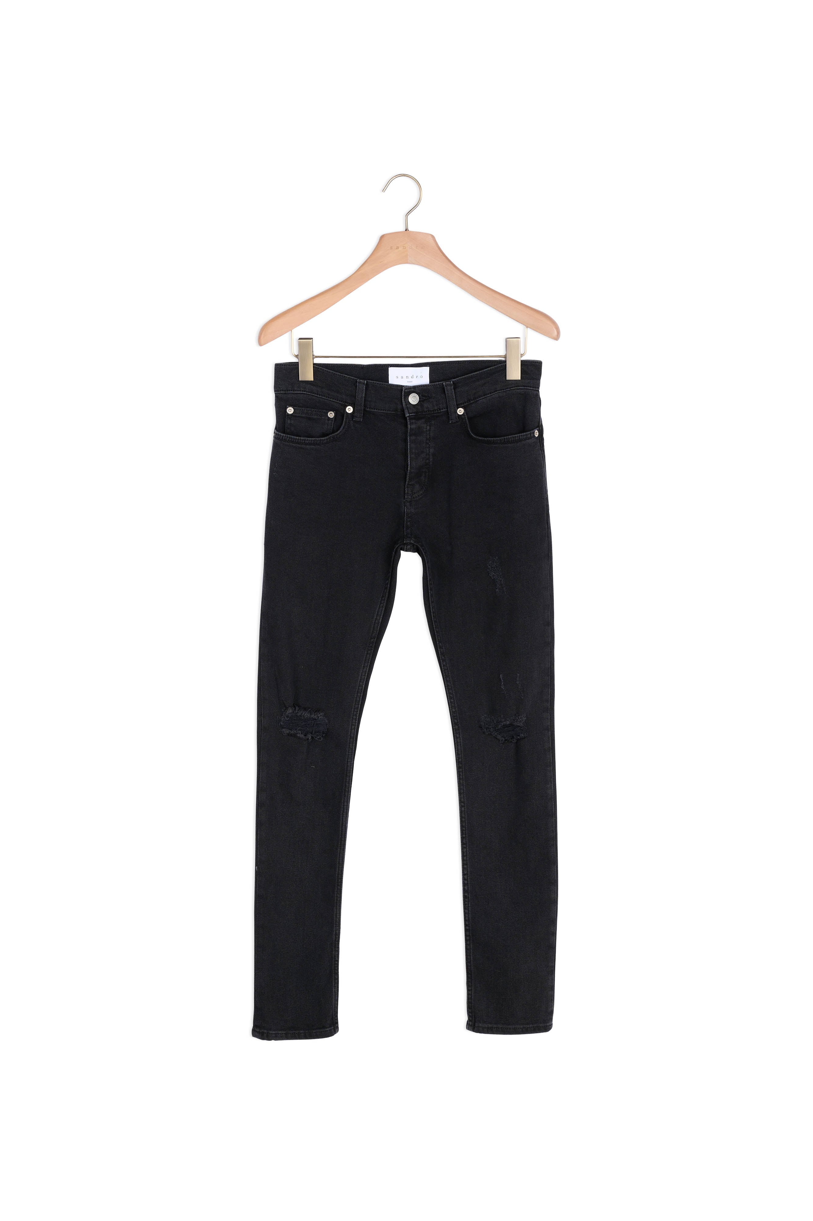 Jean noir destroy - Coupe skinny Sandro seconde main