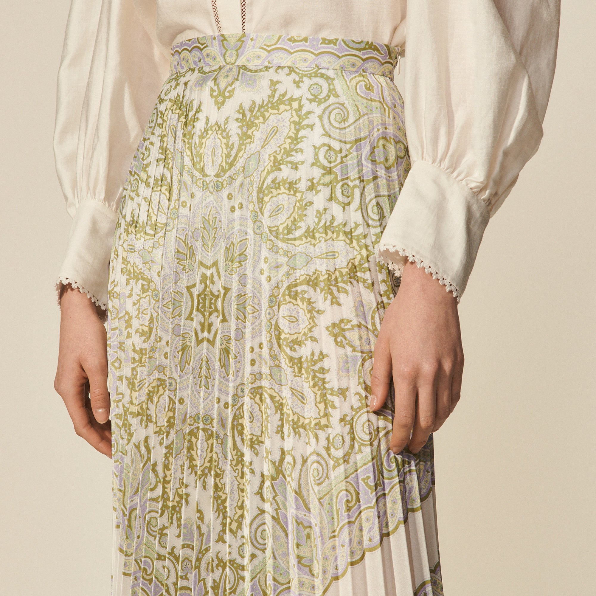 Jupe longue imprimée et plissée Sandro seconde main