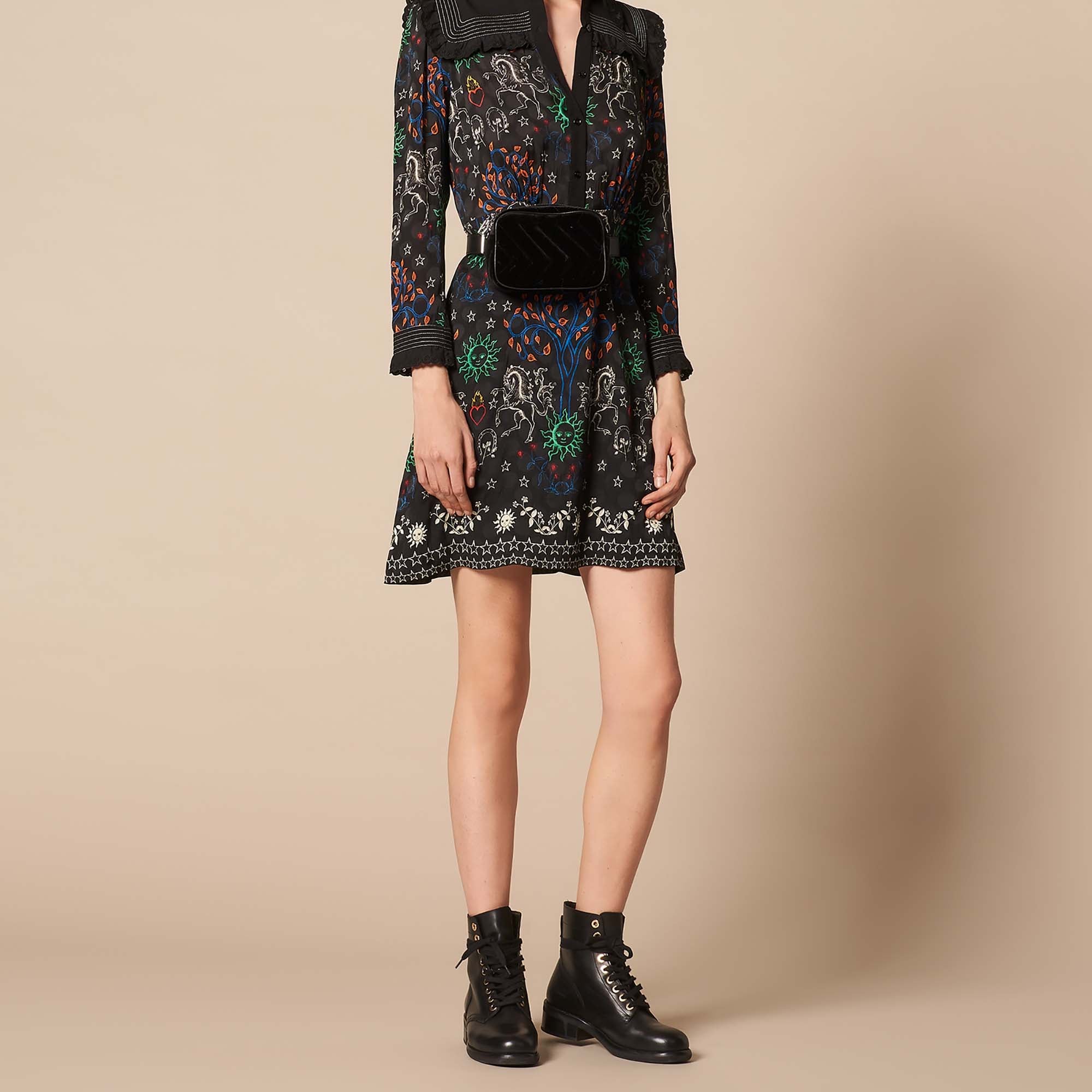 Robe chemise courte imprimée Sandro seconde main