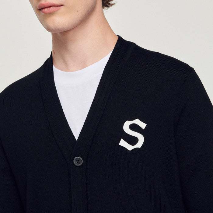 Cardigan en laine patch S Sandro seconde main