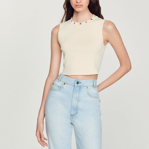 Pull court à œillets et anneaux Sandro seconde main