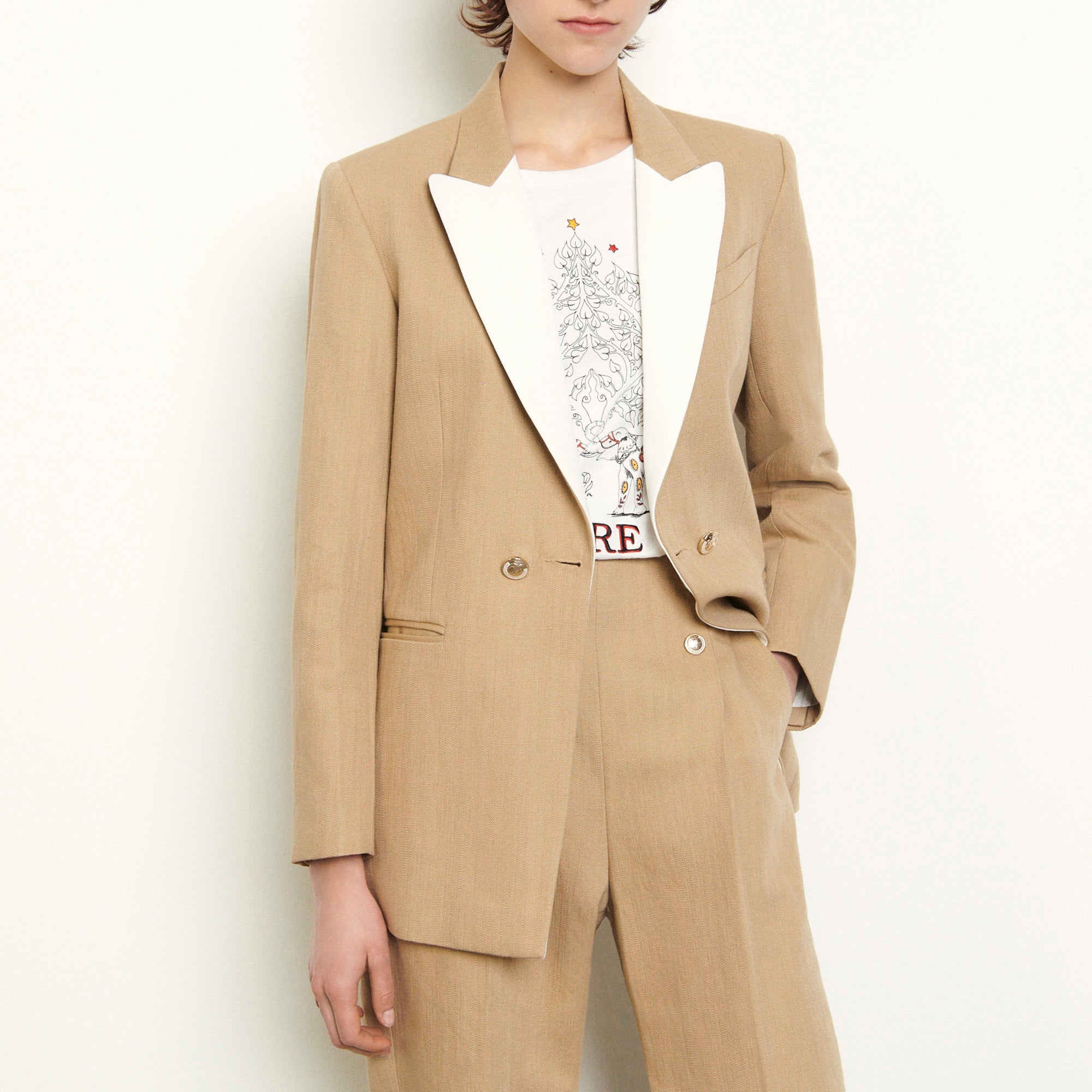 Veste tailleur à revers contrastant Sandro seconde main