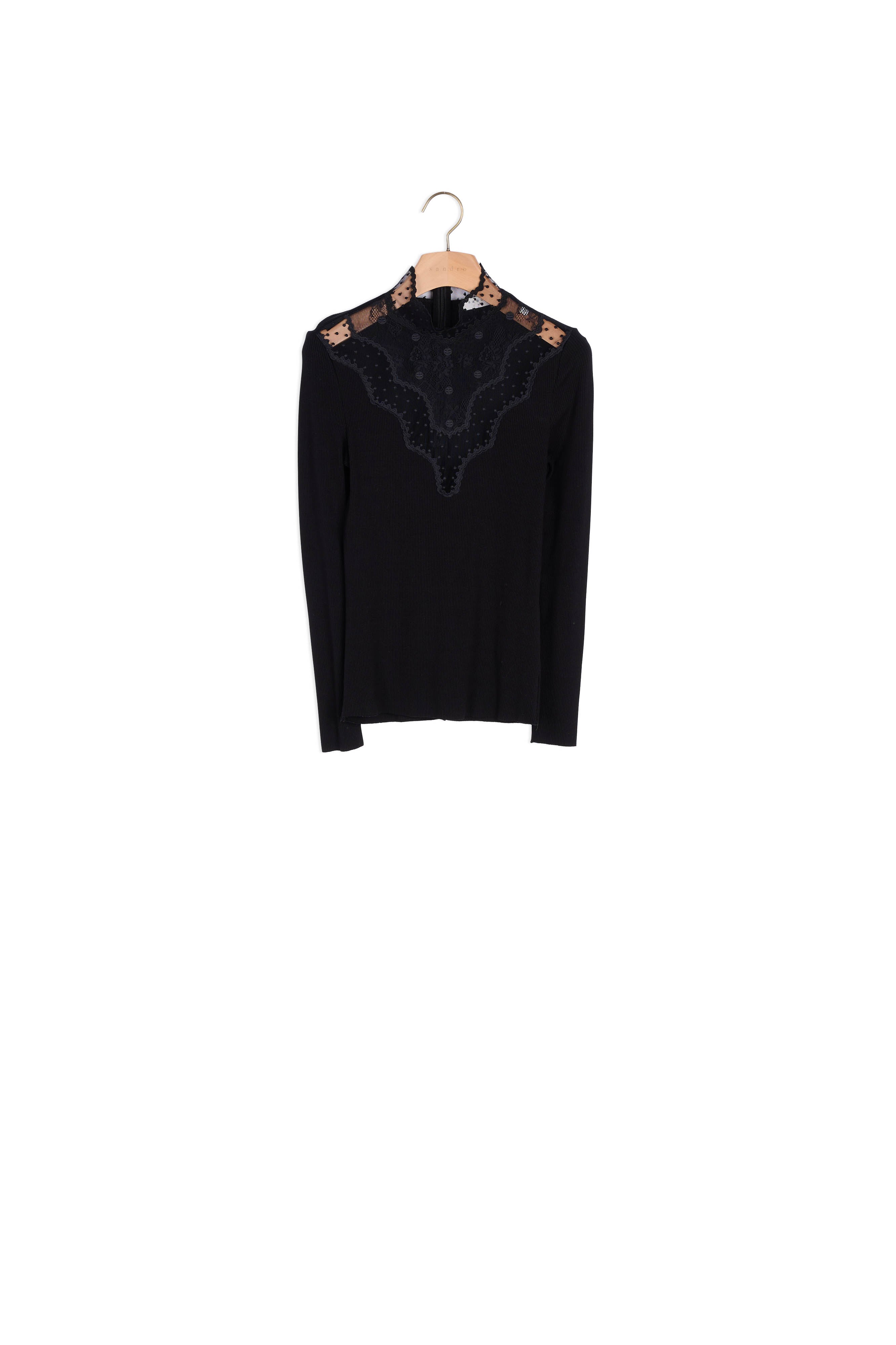 T-shirt à plastron en dentelle Sandro seconde main