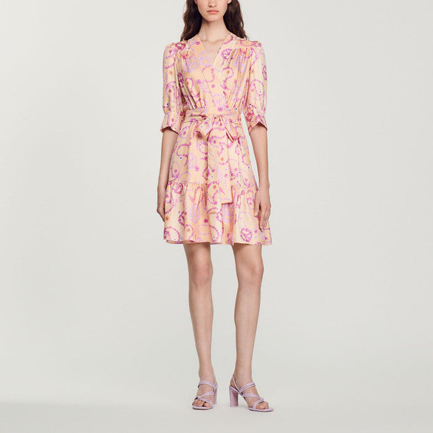 Robe en soie imprimé  Peace&Love Sandro seconde main