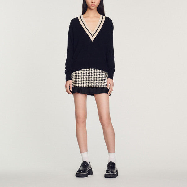 Pull au col V contrasté Sandro seconde main