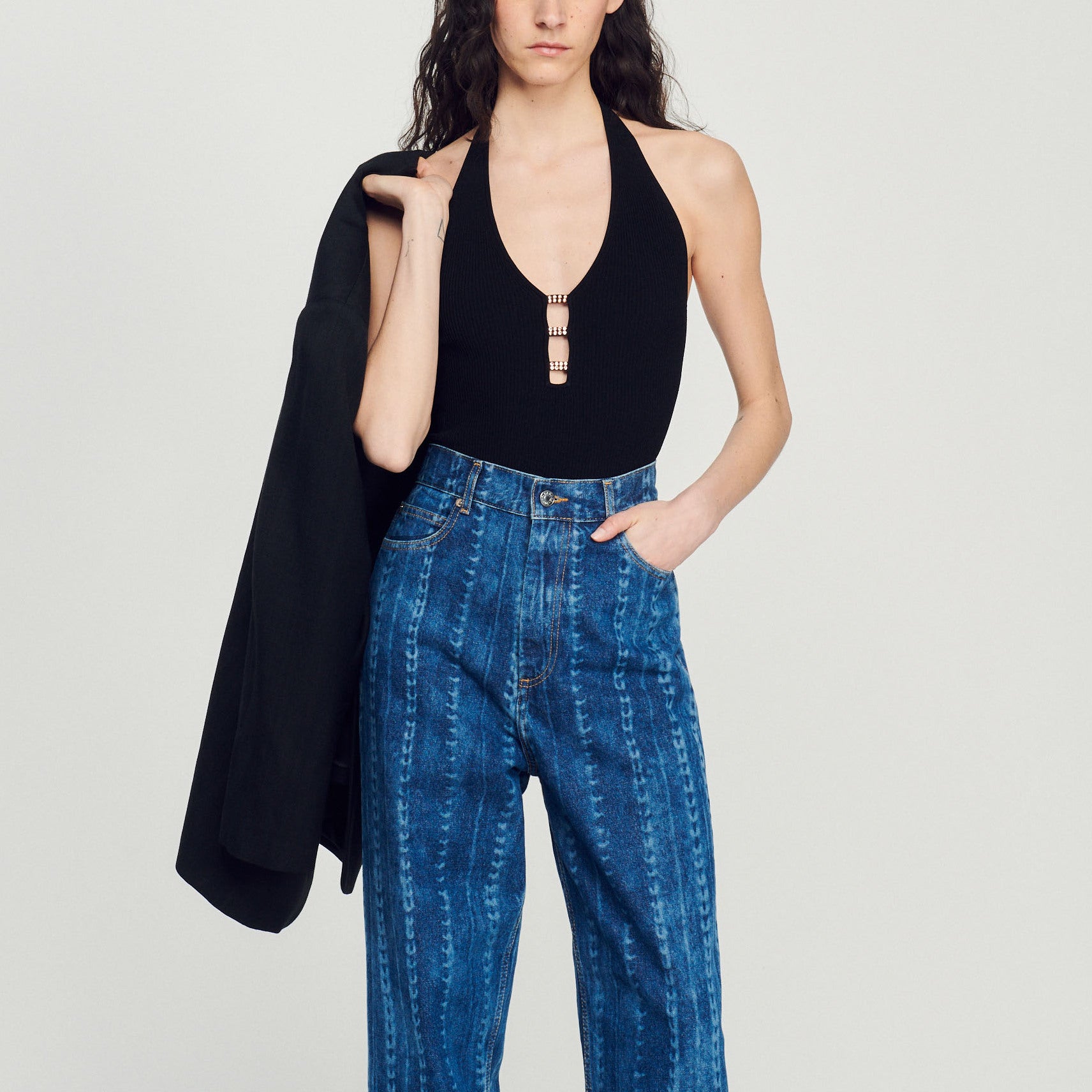 Body en Maille détail bijou Sandro seconde main