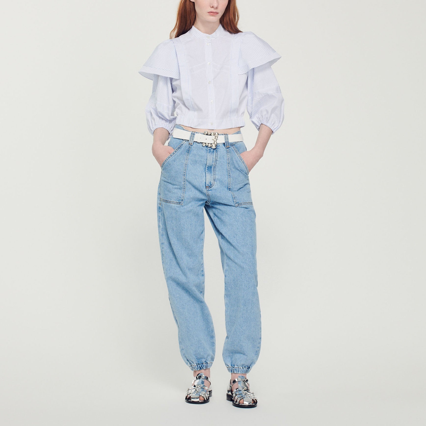 Chemise courte à rayures Sandro seconde main