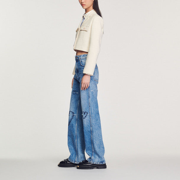 Veste courte boutonnée en tweed Sandro seconde main