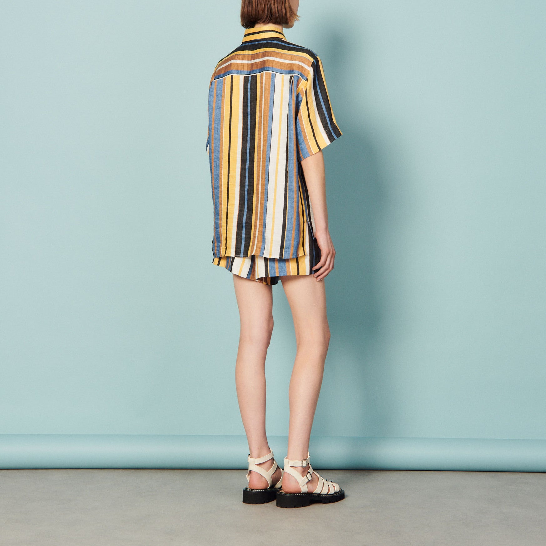 Chemise rayée en lin Sandro seconde main