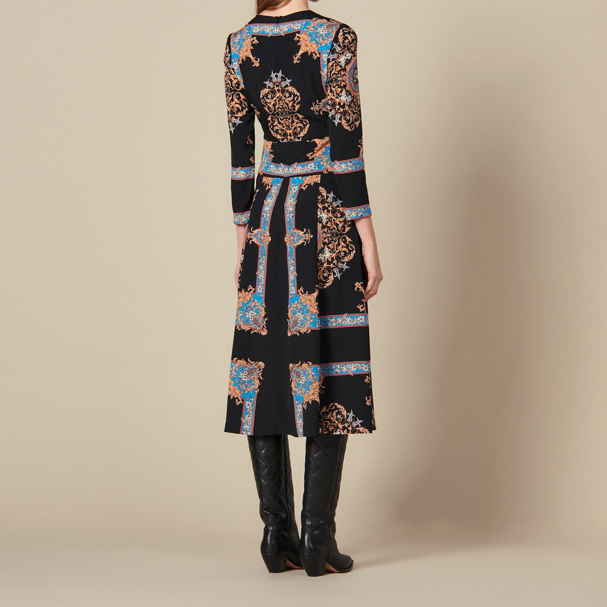 Robe longue à imprimé foulard placé Sandro seconde main