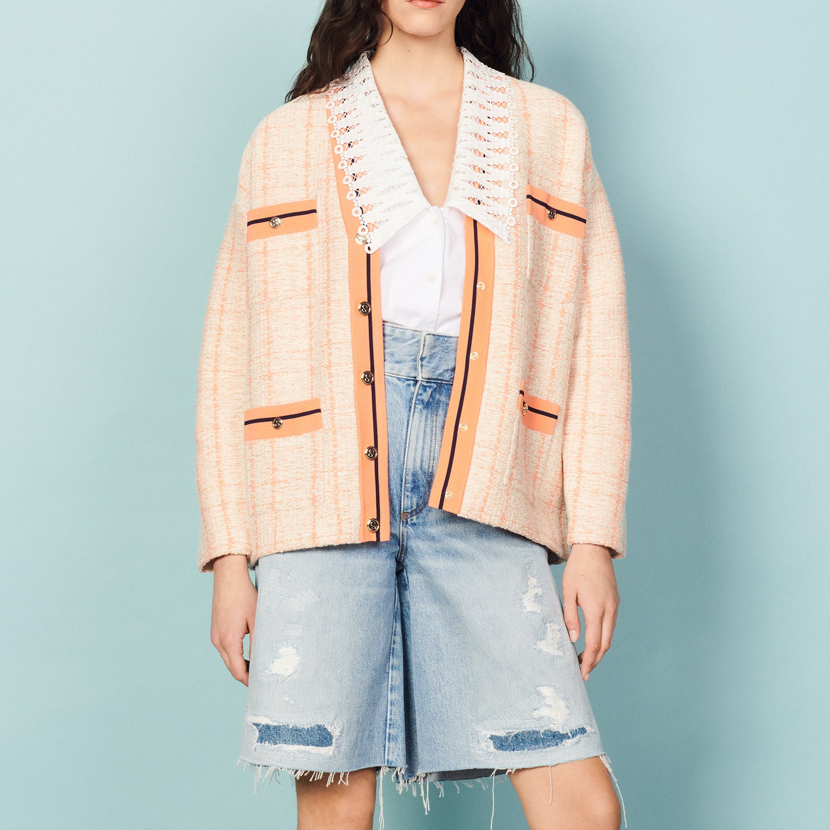 Cardi-coat en tweed Sandro seconde main