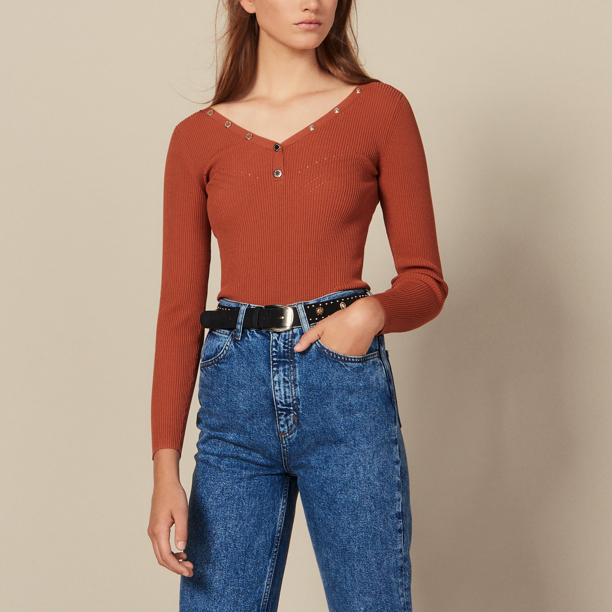 Pull orné de pressions siglées Sandro seconde main