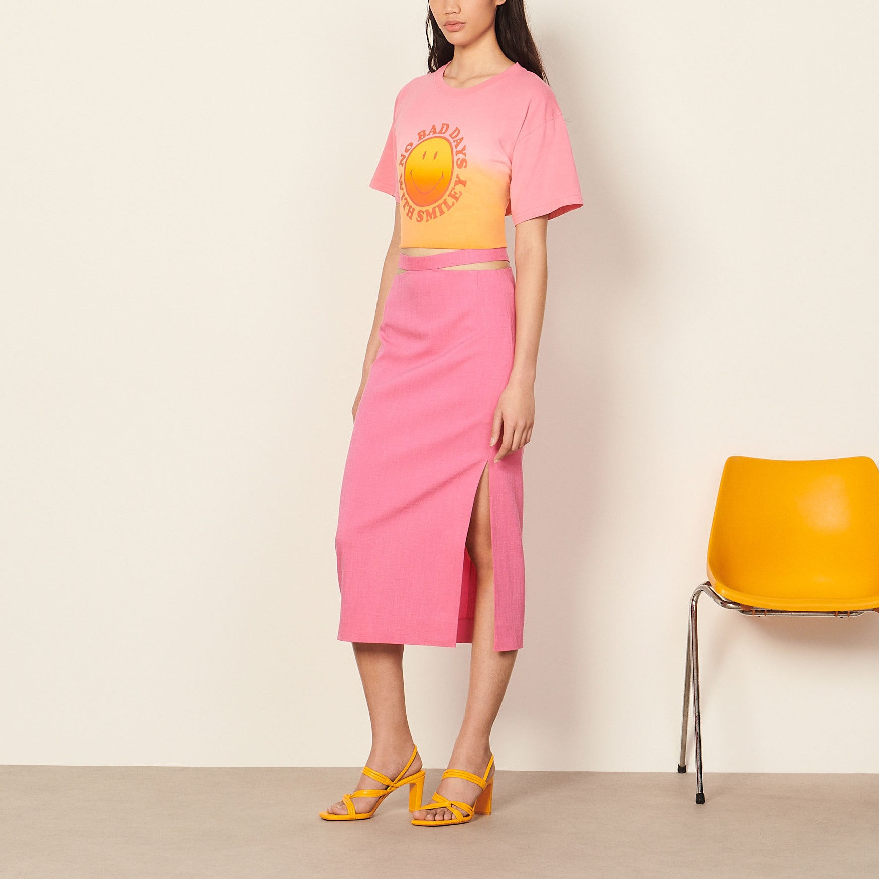 Jupe crayon midi à ceinture ajourée Sandro seconde main