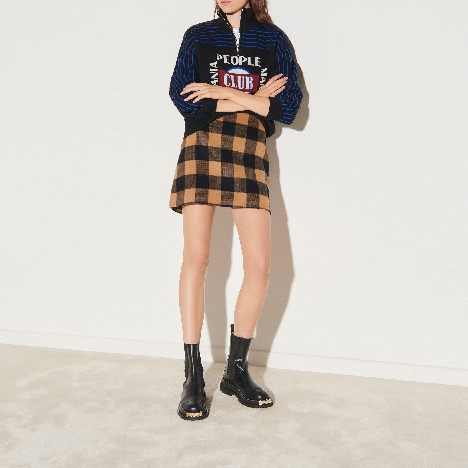 Jupe courte en laine à carreaux Sandro seconde main