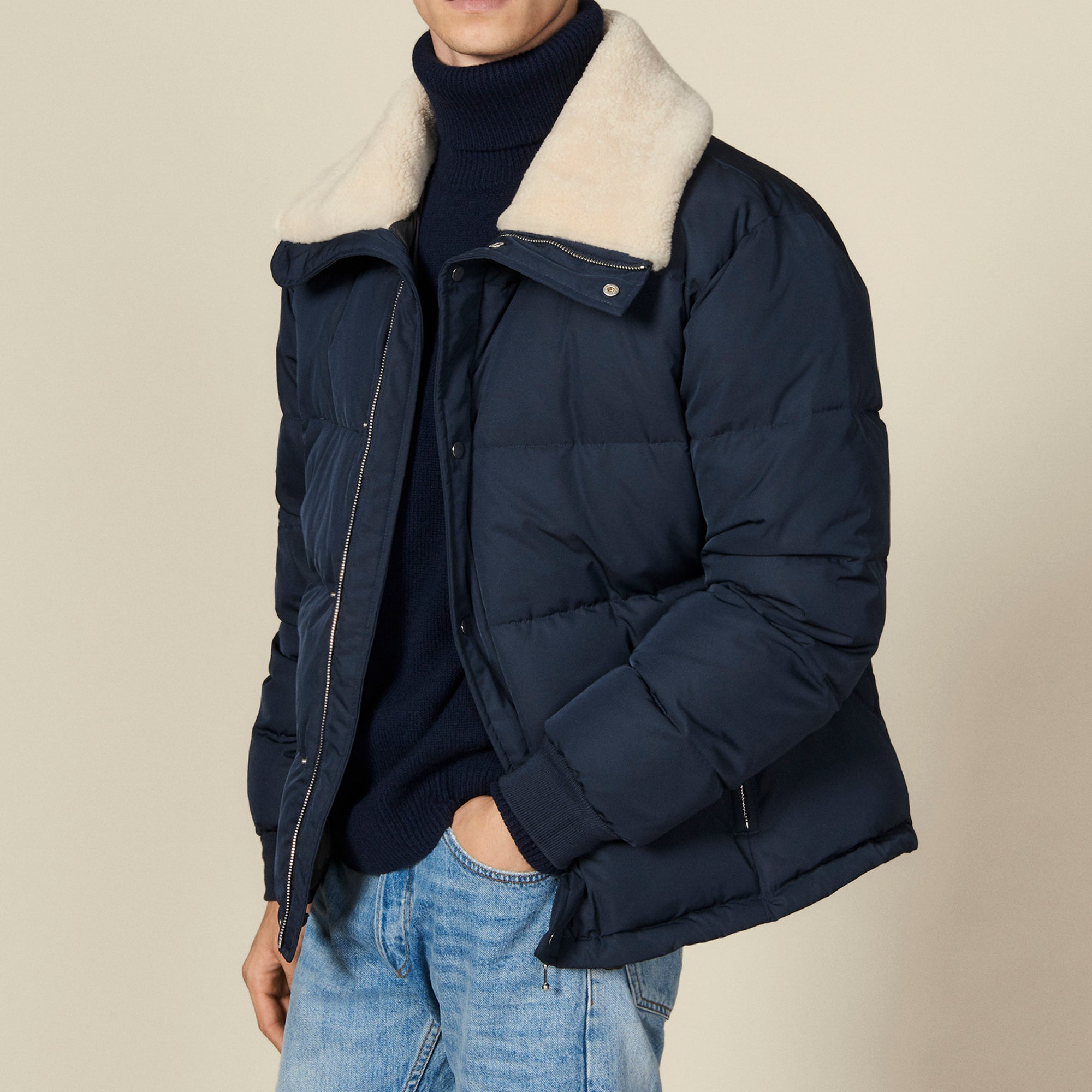 Doudoune à large col fourrure Sandro seconde main