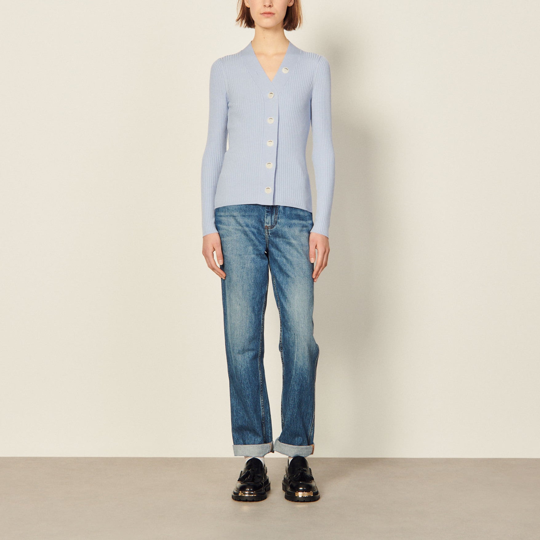 Cardigan en Maille fine côtelée Sandro seconde main