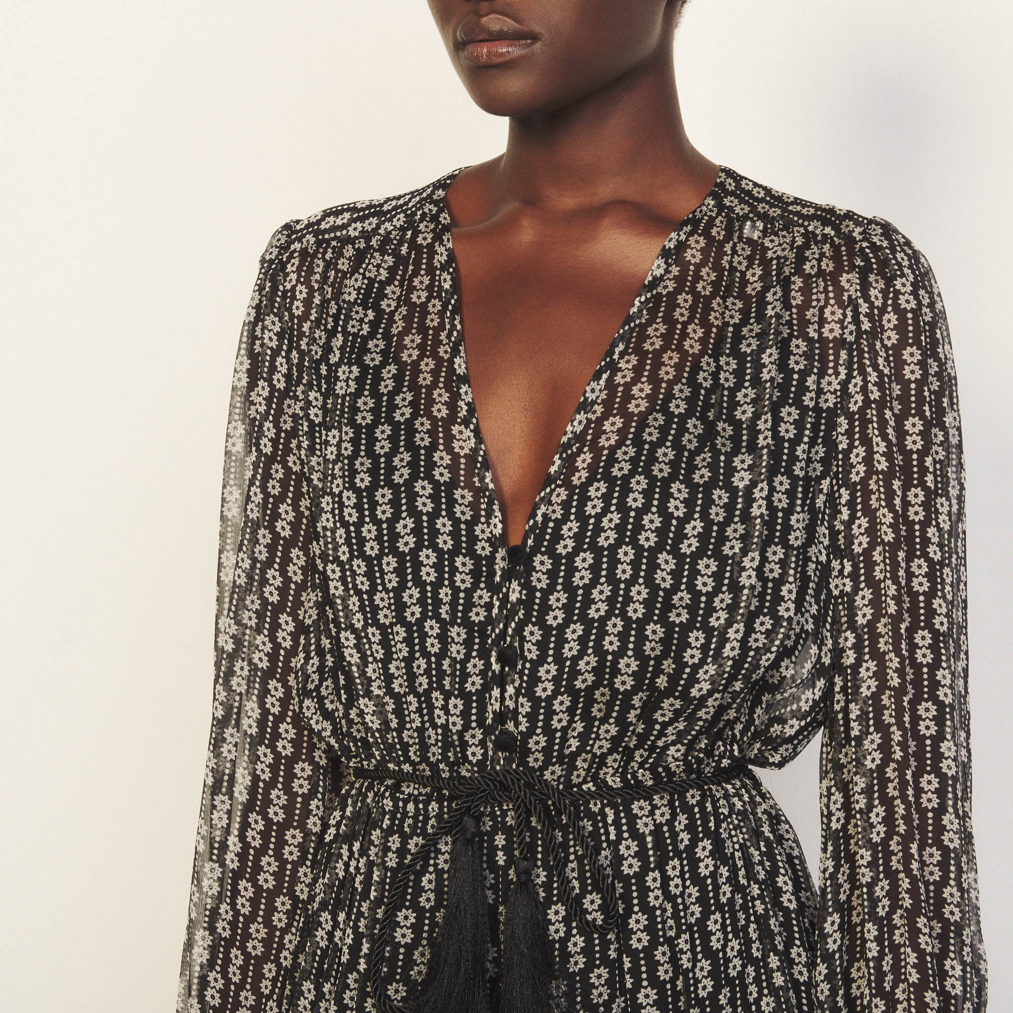 Robe imprimé noir et blanc Sandro seconde main