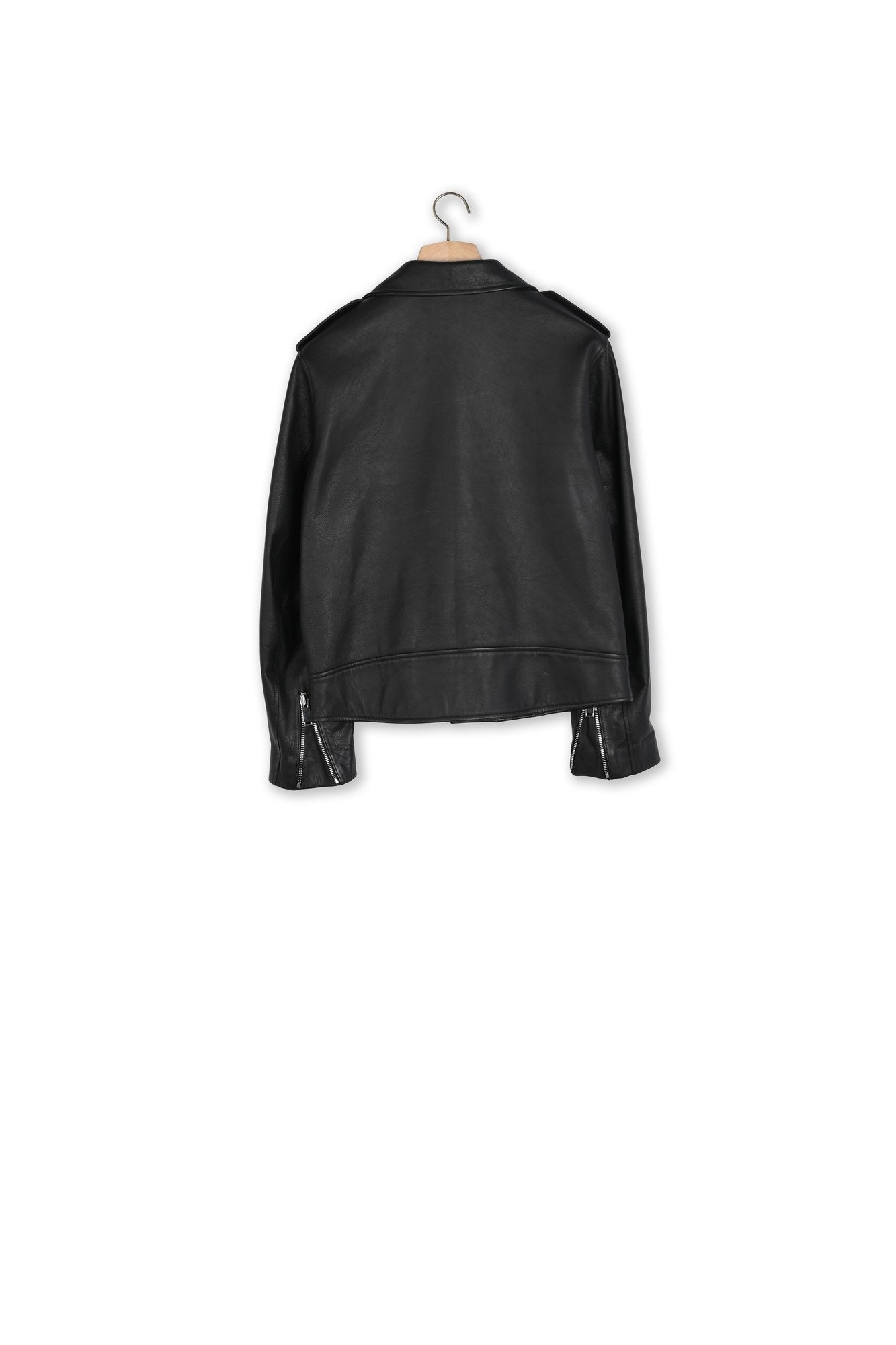 Blouson biker en cuir Sandro seconde main