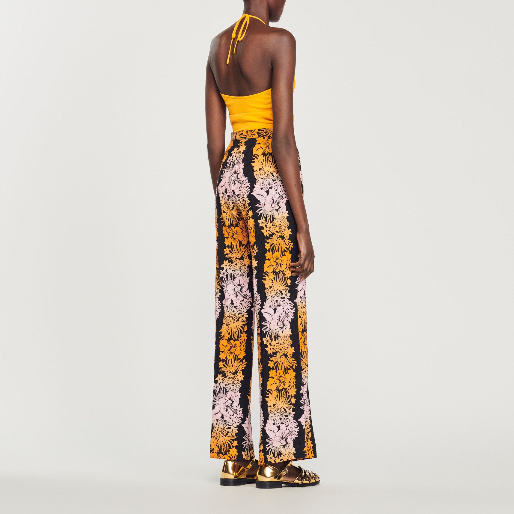 Pantalon fluide imprimé Hawaï Sandro seconde main