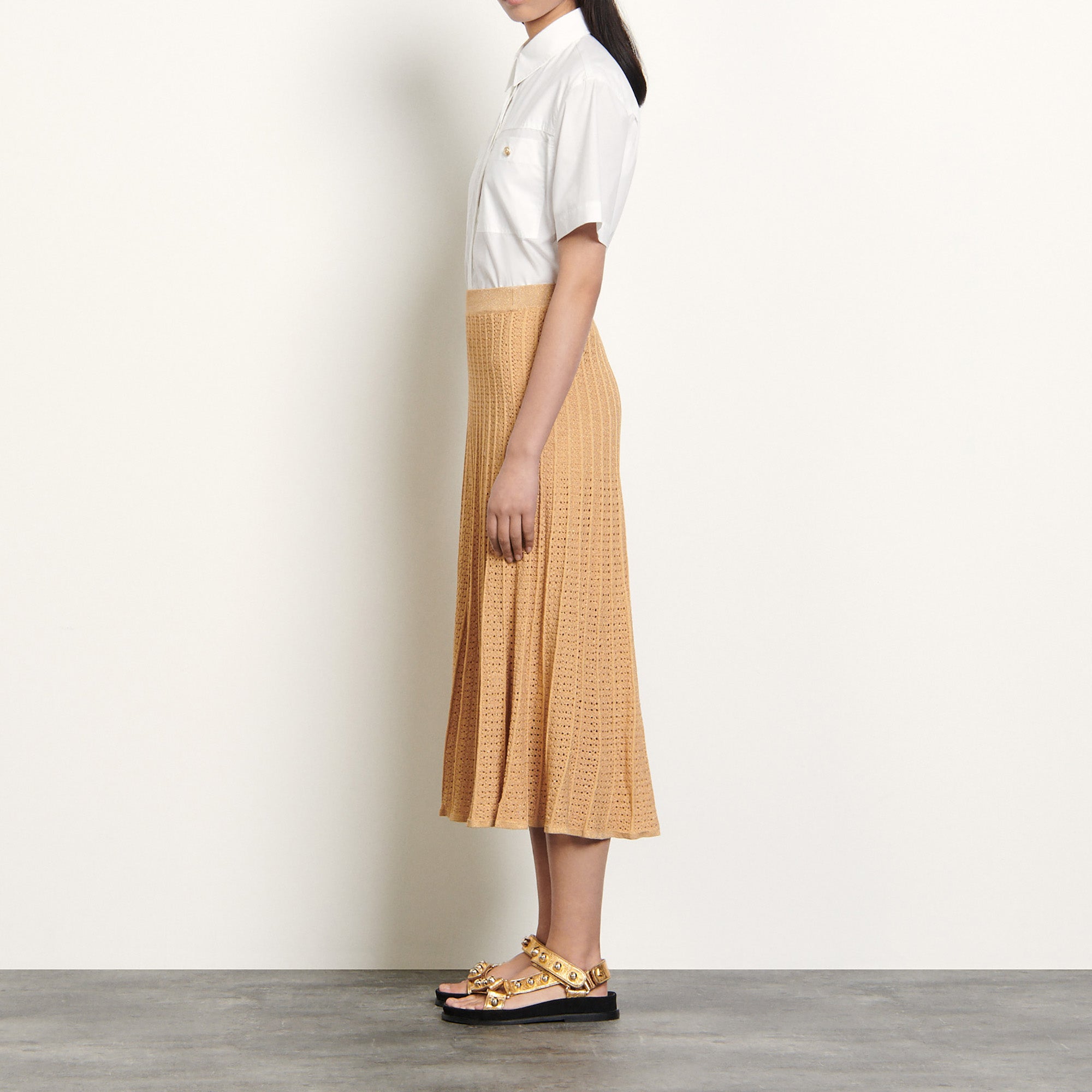 Jupe longue en pointelle fantaisie Sandro seconde main