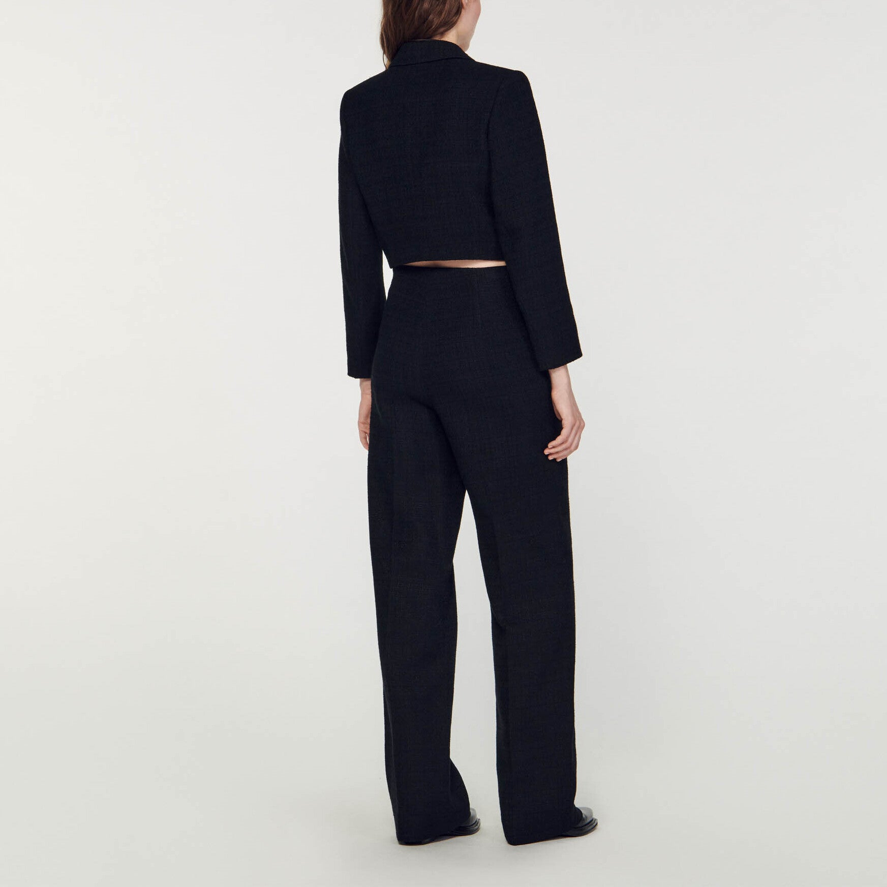 Veste courte boutonnée en tweed Sandro seconde main