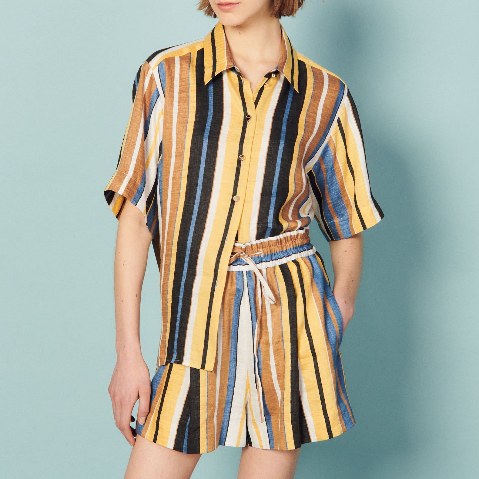 Chemise rayée en lin Sandro seconde main