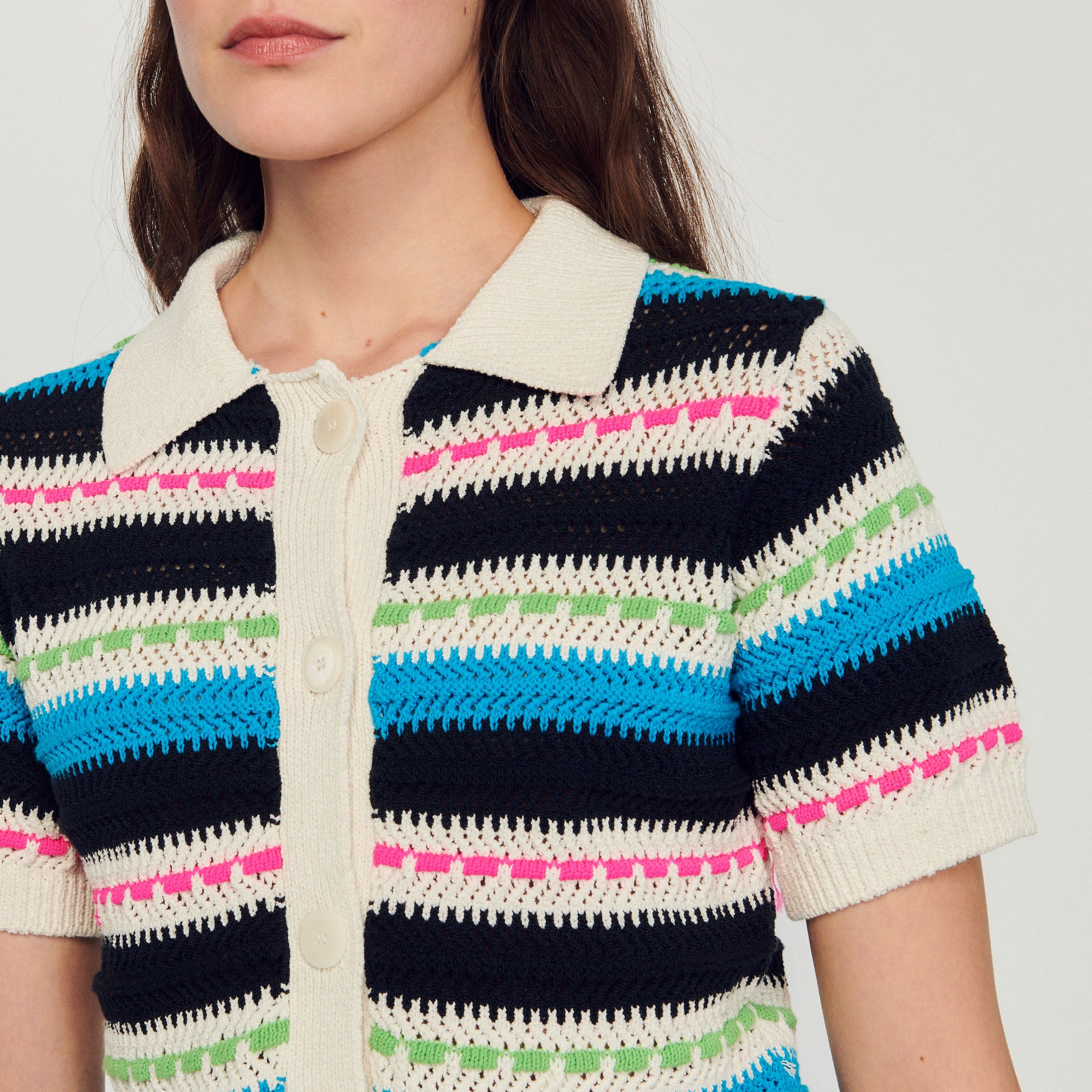 Cardigan court rayé Sandro seconde main