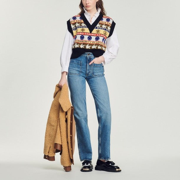 Pull sans manches à motifs Sandro seconde main