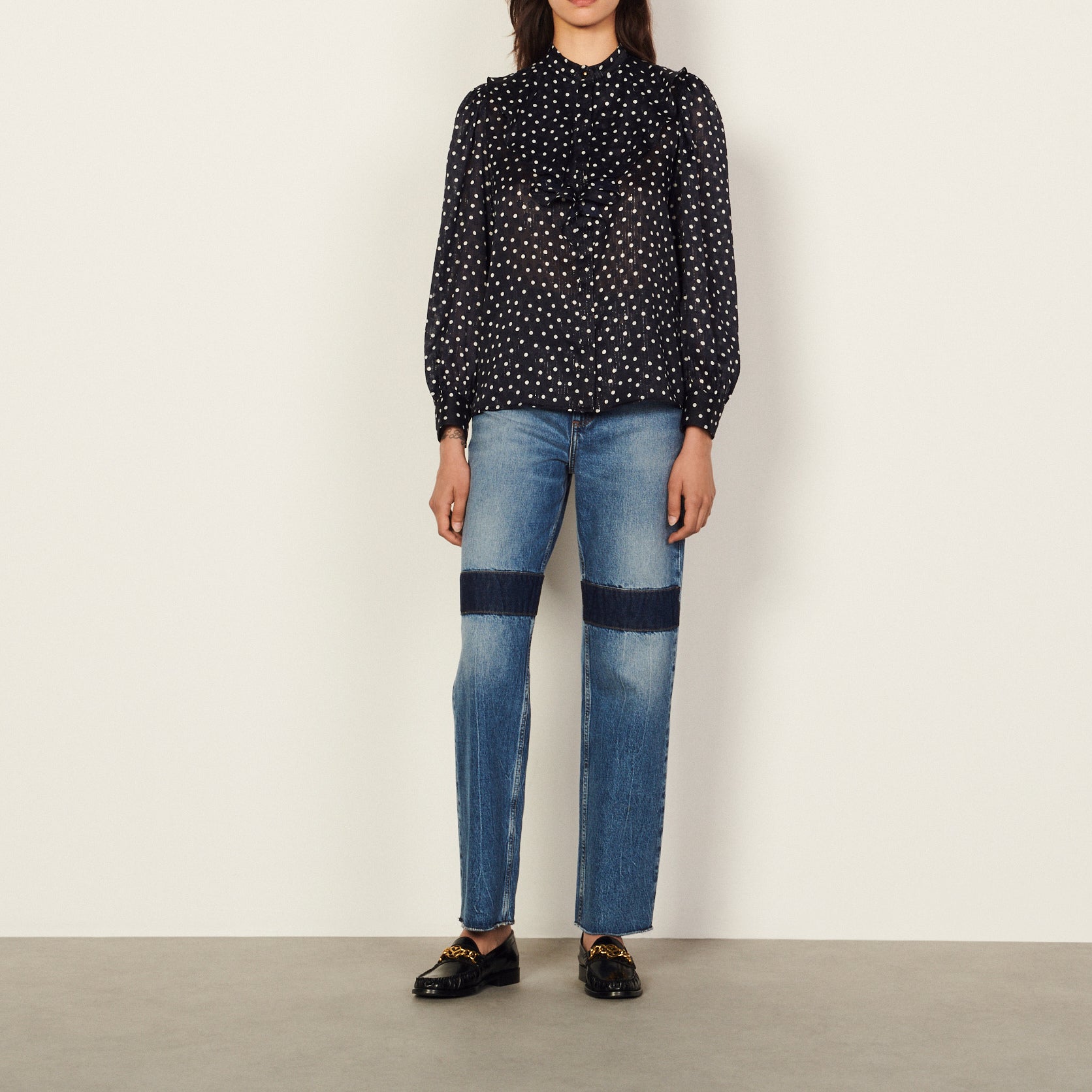 Chemise imprimé marine et blanc Sandro seconde main