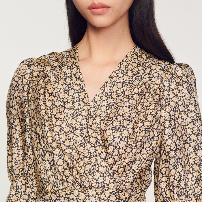 Robe longue fluide portefeuille Sandro seconde main