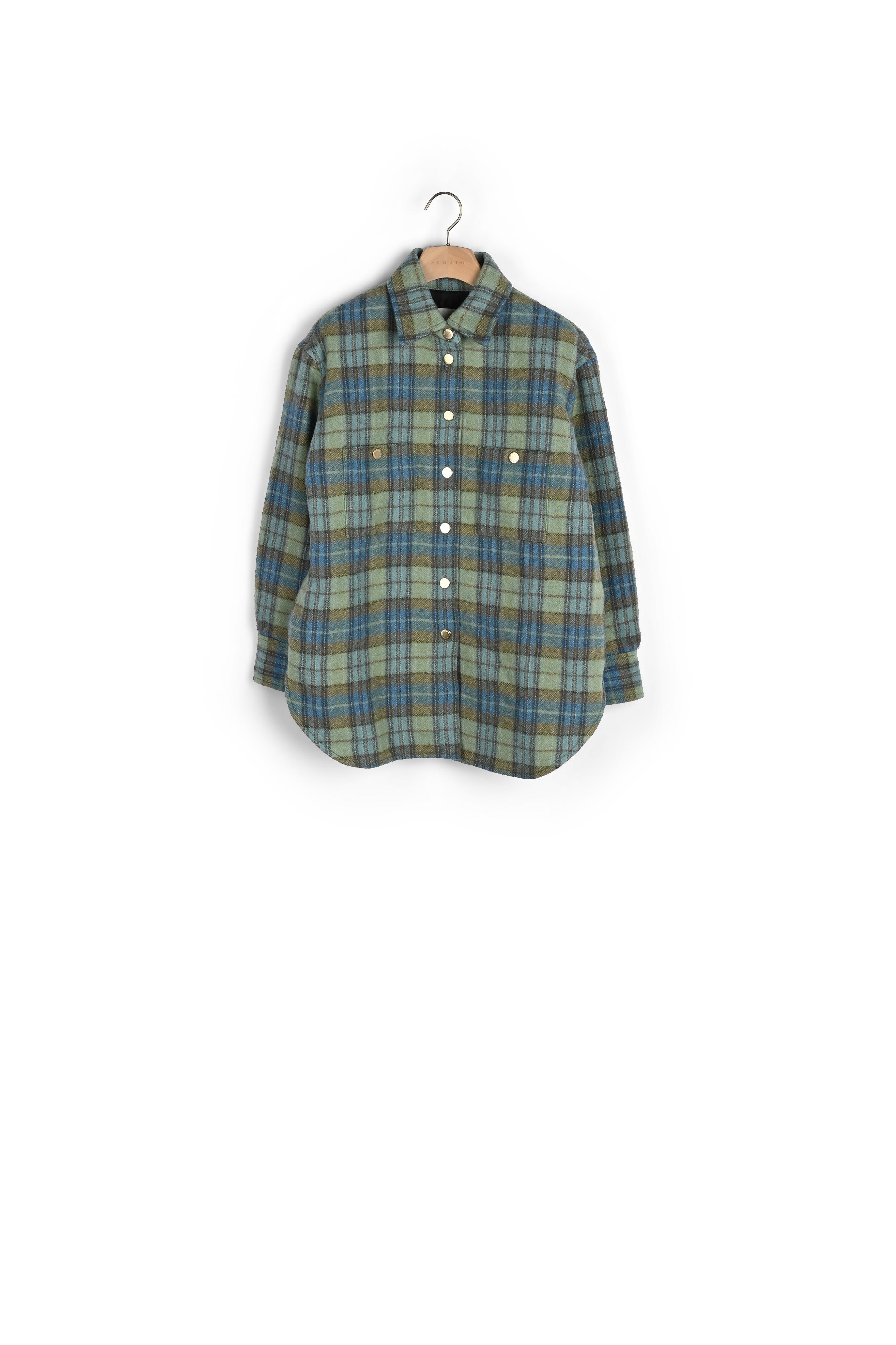 Manteau surChemise en laine à carreaux Sandro seconde main