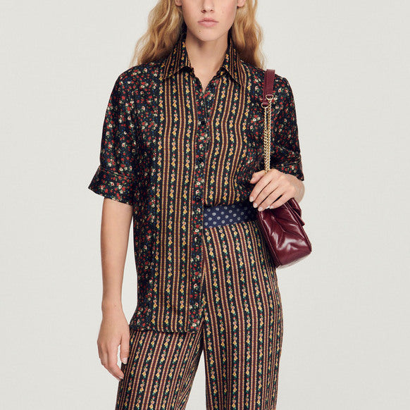 Chemise fleurie à manches courtes Sandro seconde main