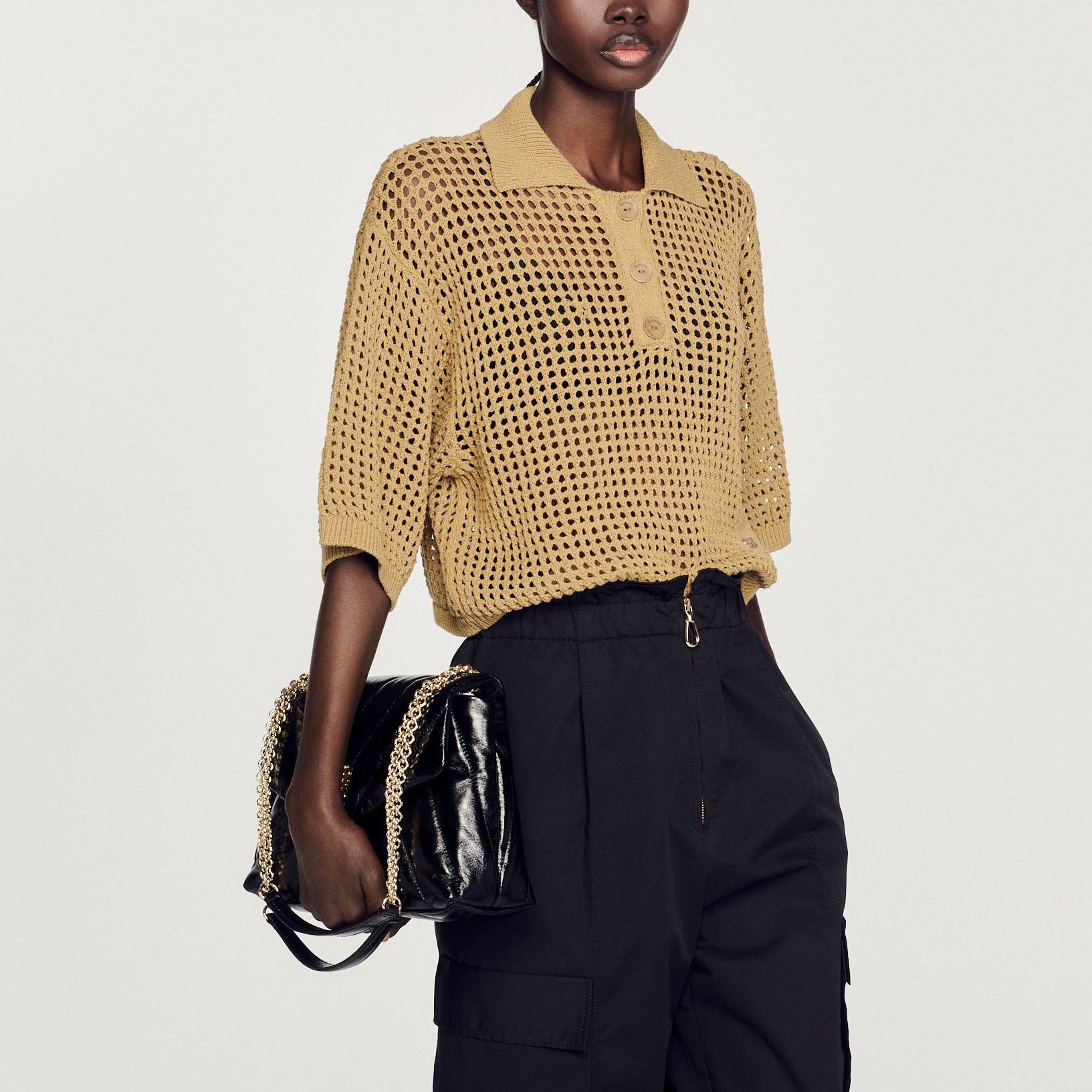 Pull court en Maille résille Sandro seconde main