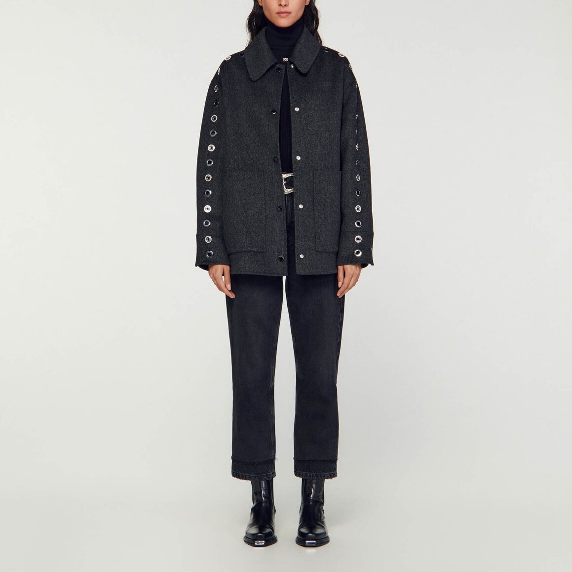 Manteau oversize à œillets Sandro seconde main