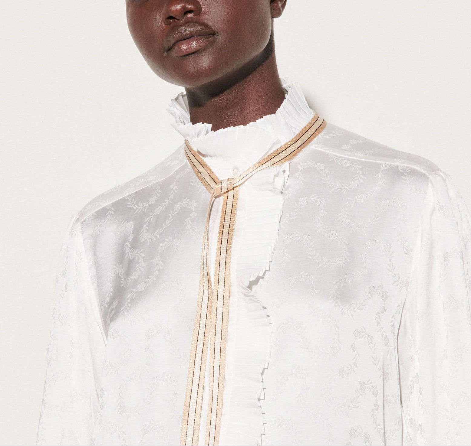 Chemise en jacquard et col plissé Sandro seconde main