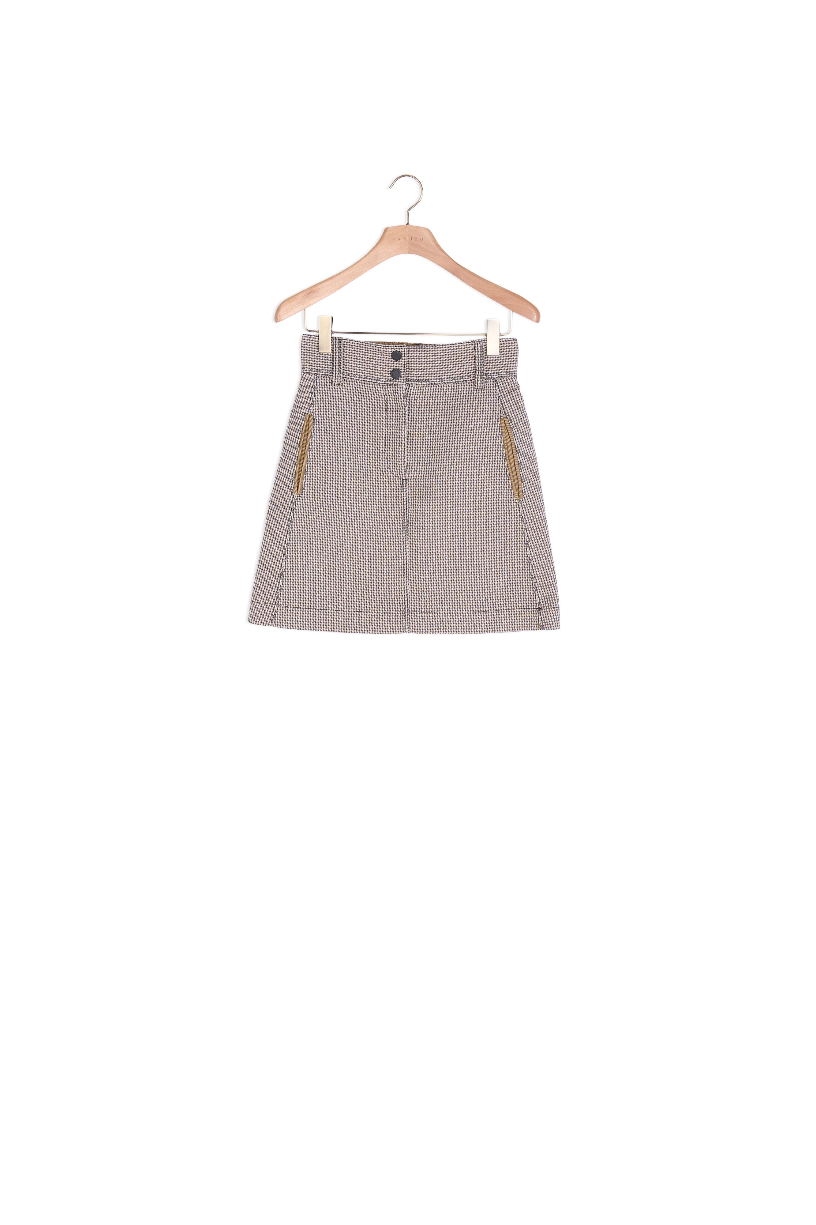 Jupe courte trapèze en pied-de-coq Sandro seconde main