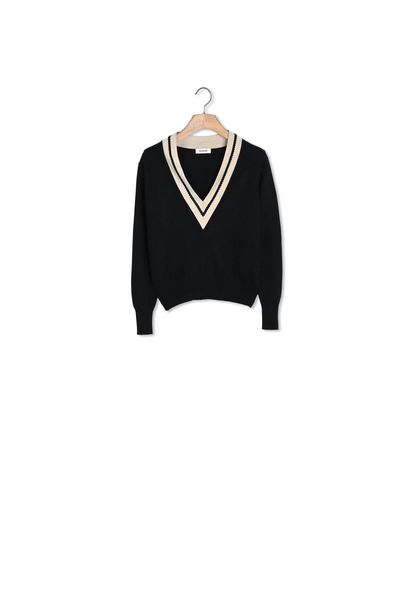 Pull au col V contrasté Sandro seconde main
