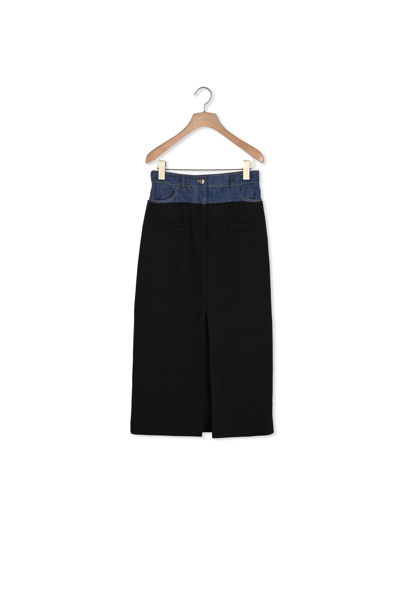 Jupe bimatière denim et tweed Sandro seconde main