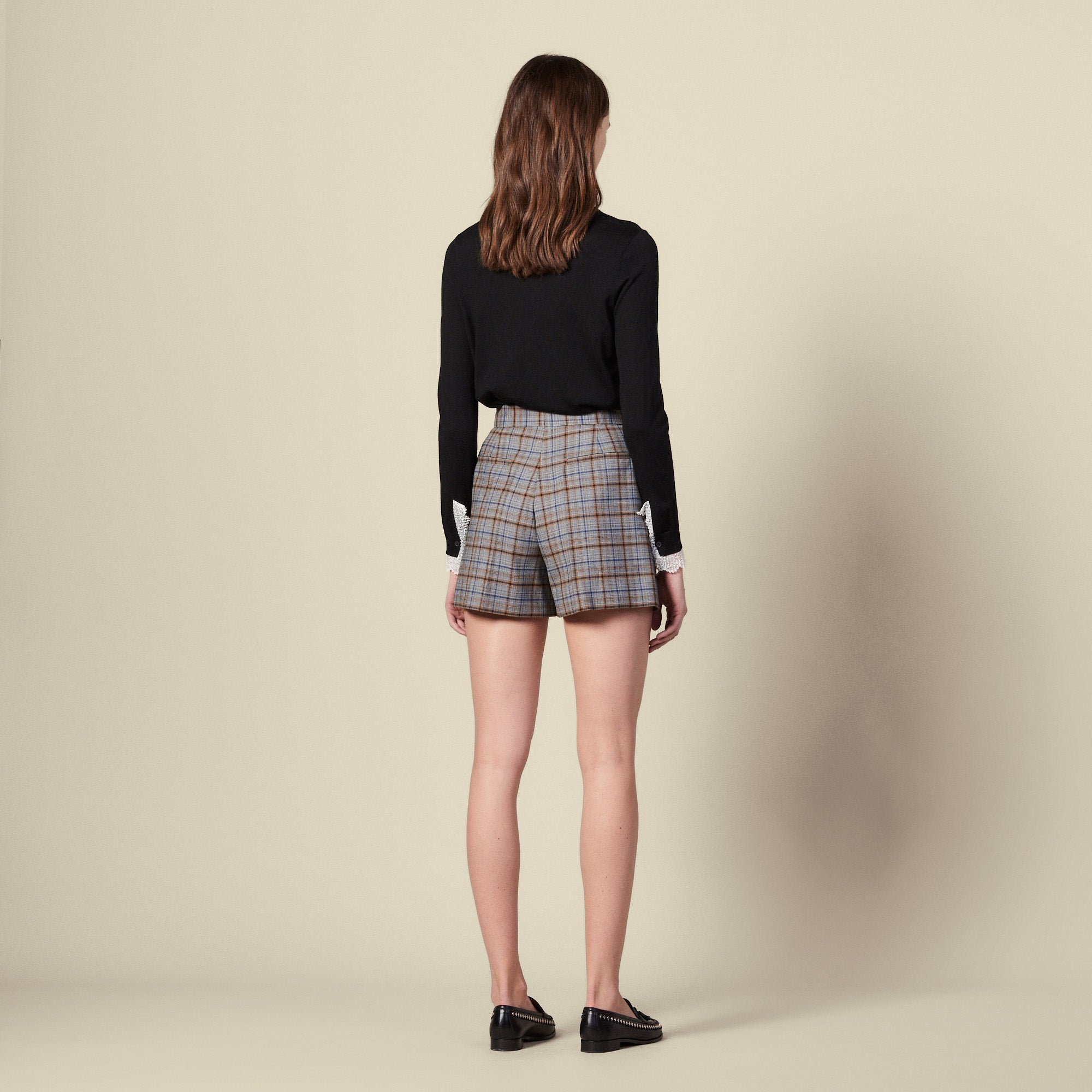 Short à carreaux doté de plis devant Sandro seconde main