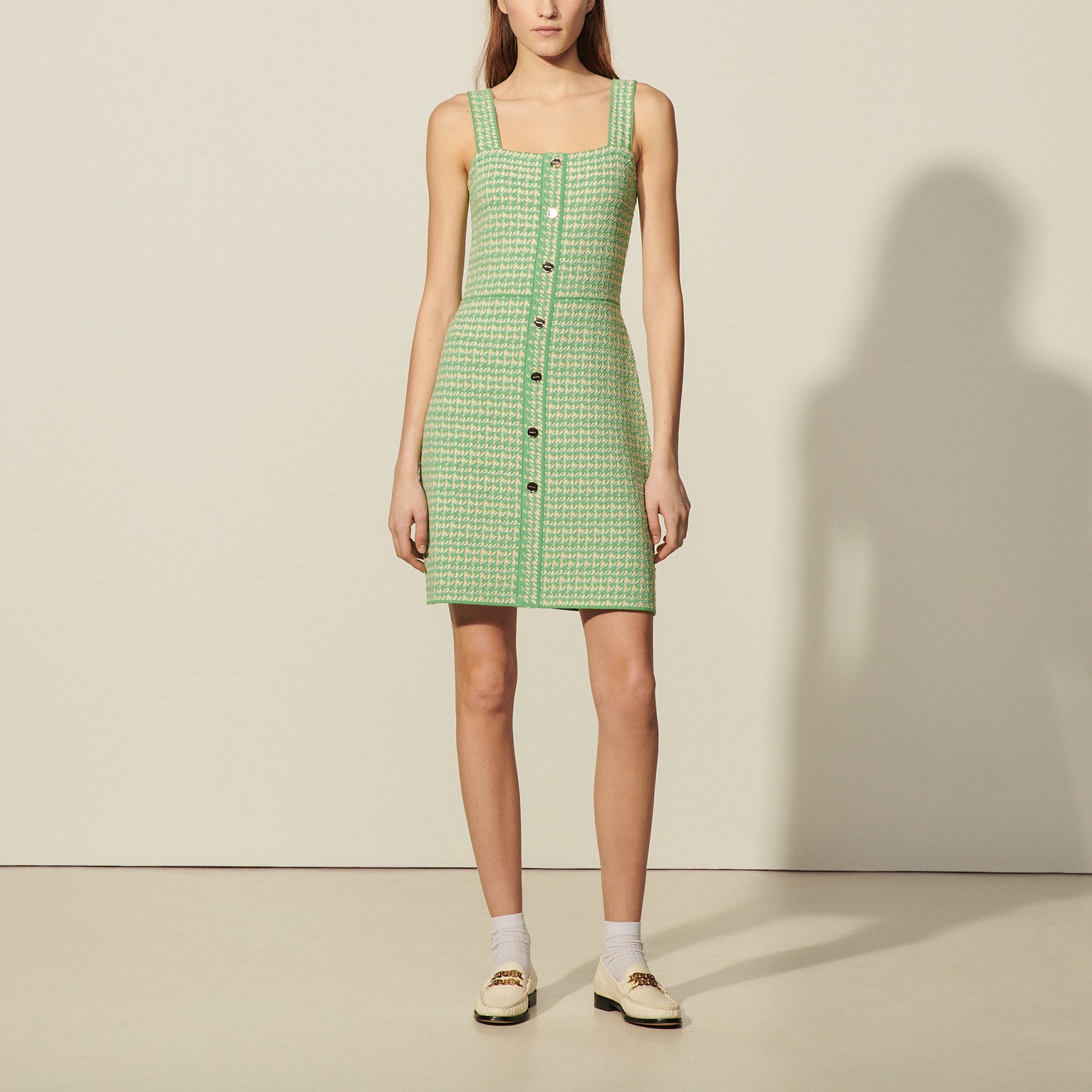 Robe à bretelles en tweed fantaisie Sandro seconde main