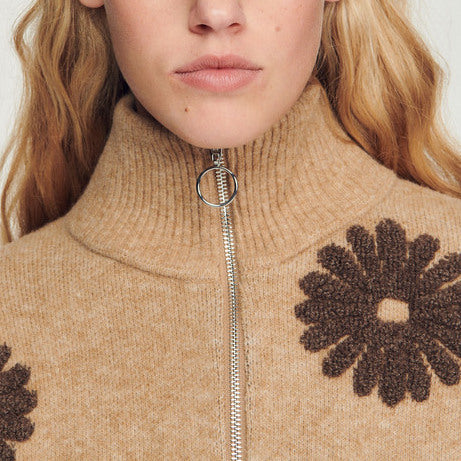 Pull camionneur orné de fleurs Sandro seconde main