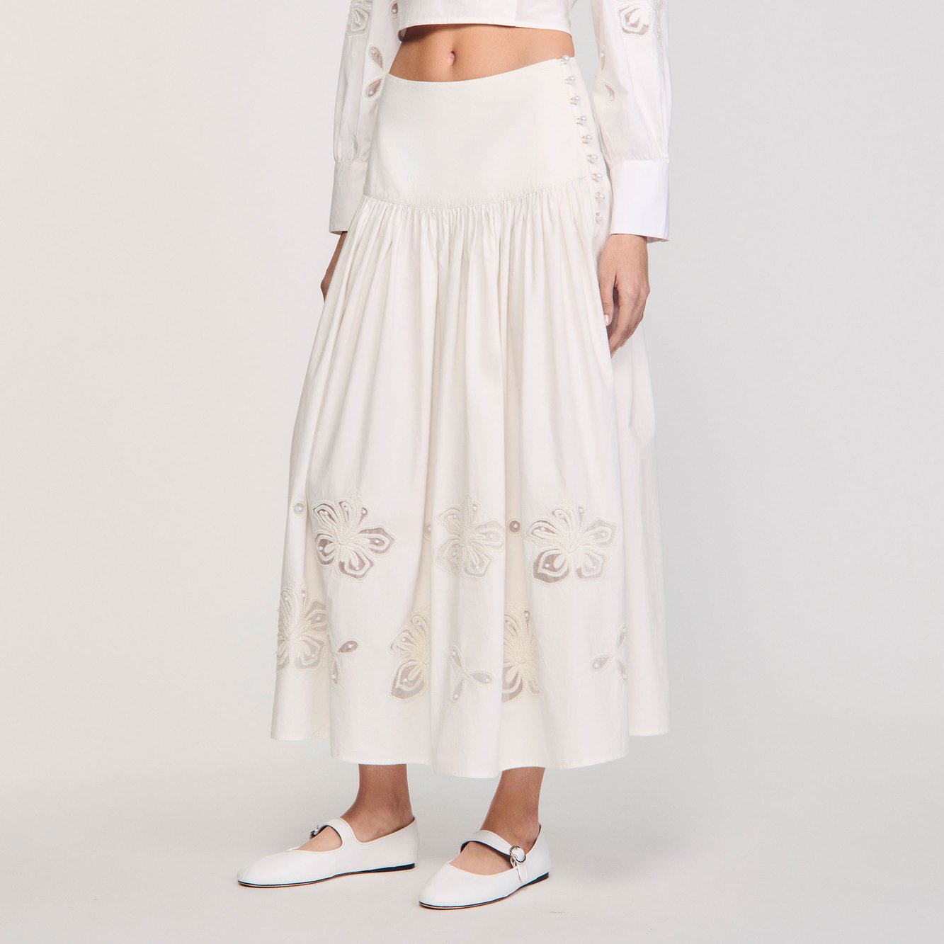 Jupe longue en popeline Sandro seconde main