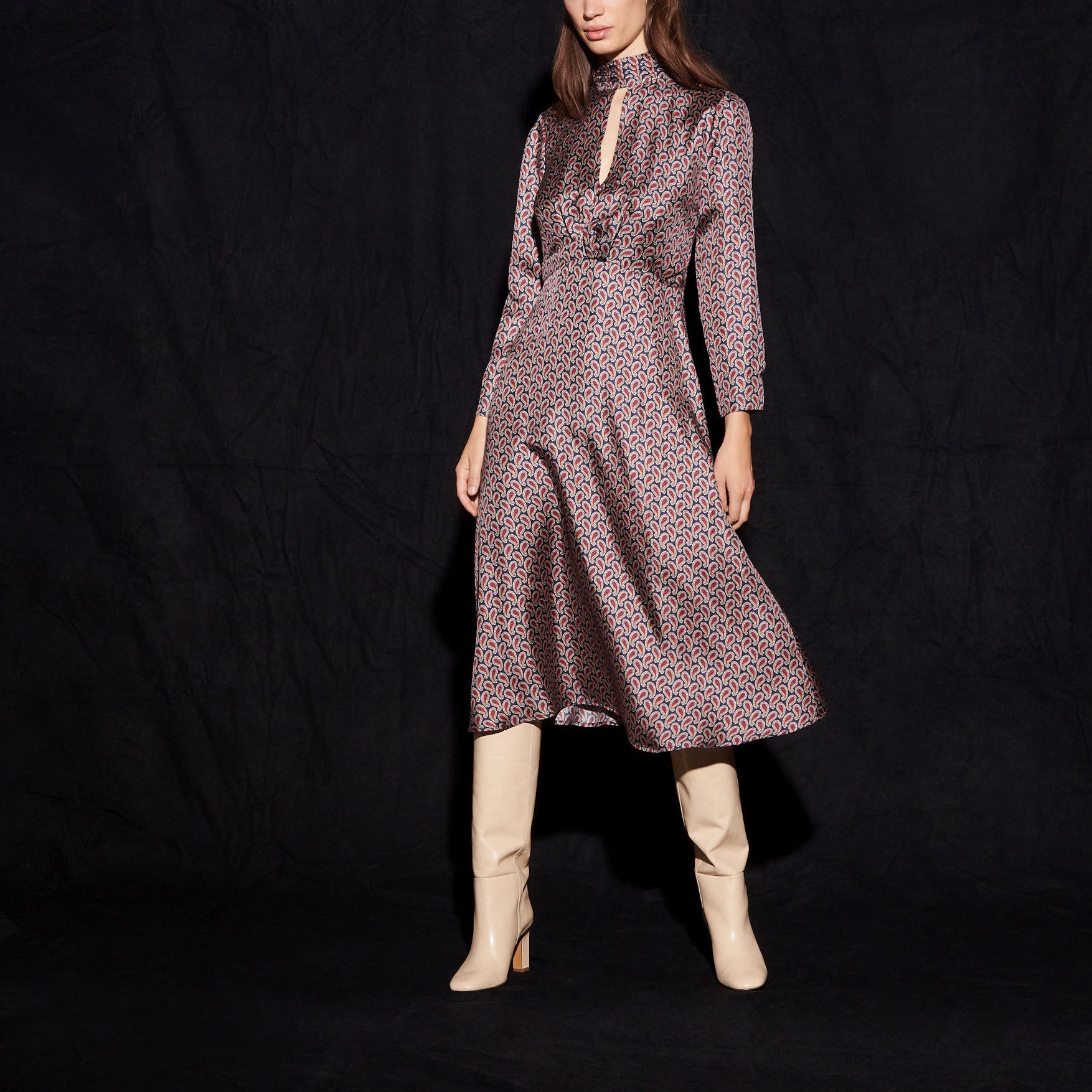 Robe en soie imprimée drapée Sandro seconde main