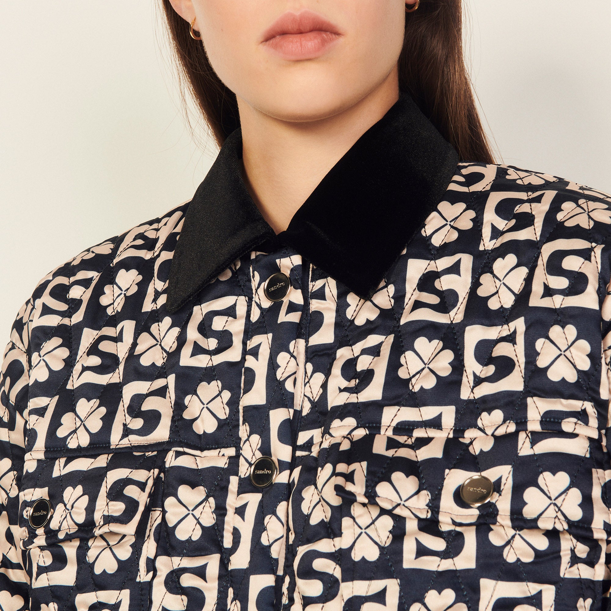 Cardi coat matelassé en mix-matières Sandro seconde main