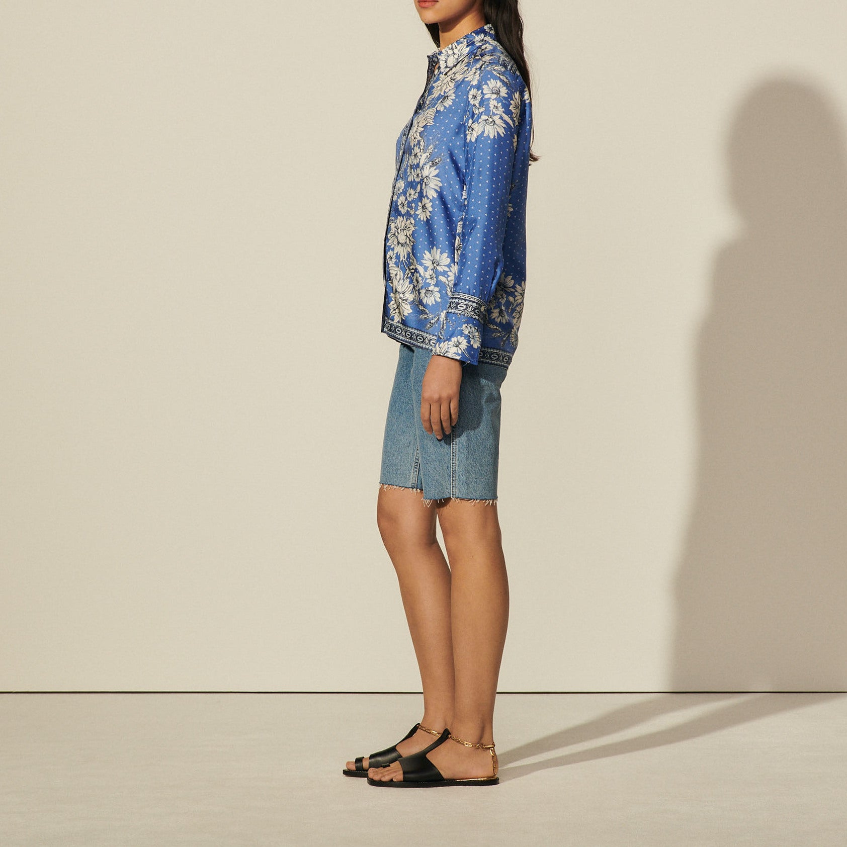 Chemise en soie imprimée Sandro seconde main