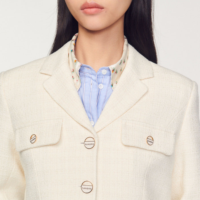 Veste courte boutonnée en tweed Sandro seconde main